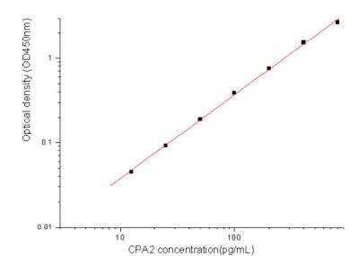 Sandwich ELISA: Carboxypeptidase A2/CPA2 Antibody Pair [HRP] [NBP2-79475] - This standard curve is only for demonstration purposes. A standard curve should be generated for each assay.